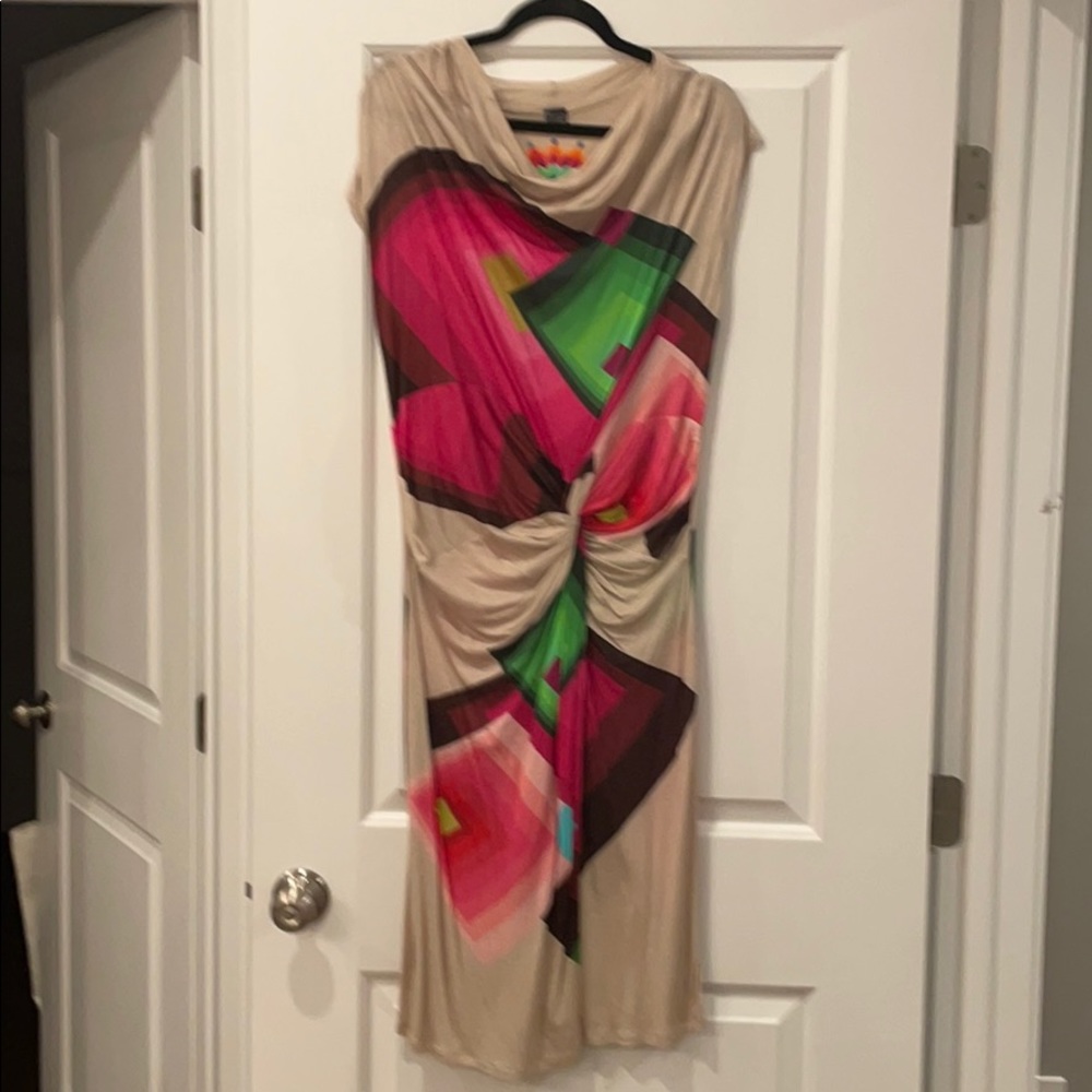 Desigual Slip dress with front knot drapery XL